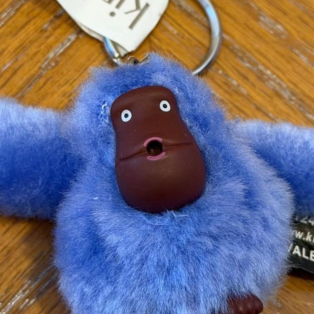 NEW Kipling Valentina Blue Plush Monkey Keychain - Picture 3 of 4